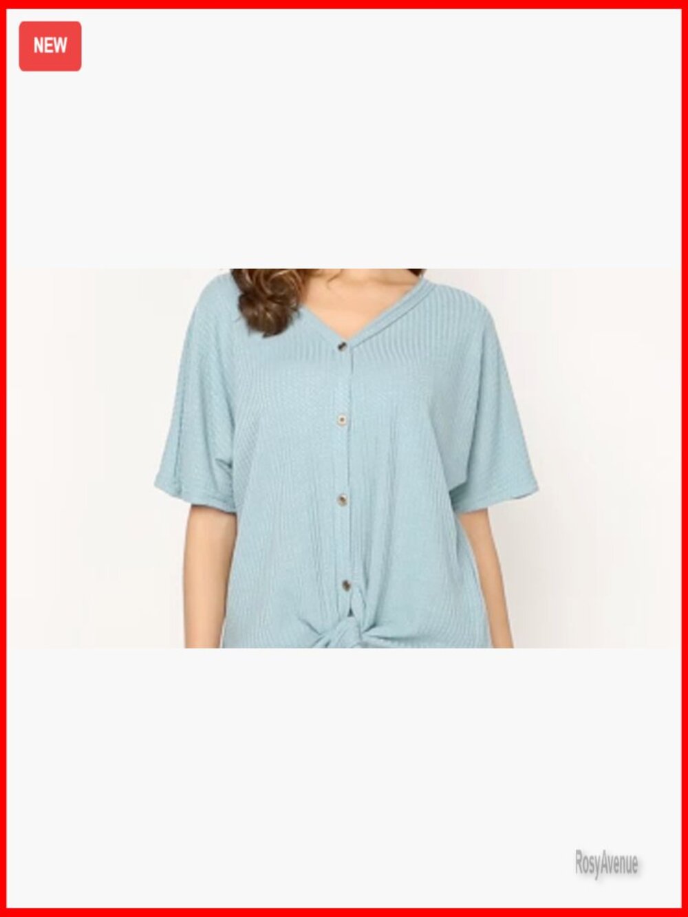 Waffle Knit Tunic Blouse Tie Knot Short Sleeve Henley Tops Loose Fitting Bat - Picture 5 of 5